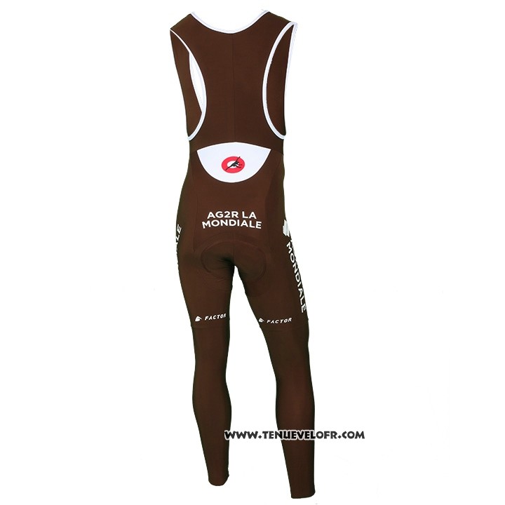 2018 Maillot Ciclismo Ag2r La Mondiale Marron Manches Longues et Cuissard